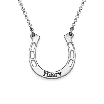 Sterling Silver Engraved Horseshoe Necklace - Name My Jewellery