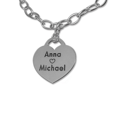 Sterling Silver Heart Charm Bracelet/Anklet - Name My Jewellery