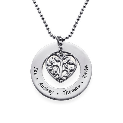 Gifts for Mum - Heart Family Tree Necklace - Name My Jewellery