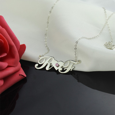 Sterling Silver Double initials Necklace - Name My Jewellery