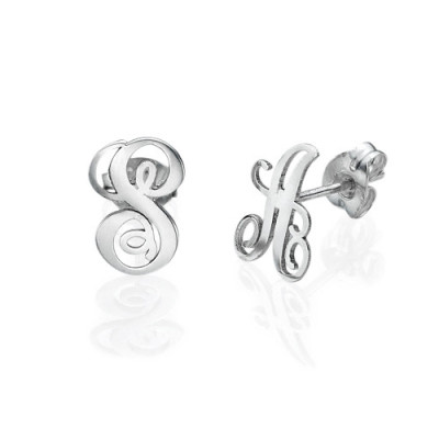 Sterling Silver Initial Stud Earrings - Name My Jewellery