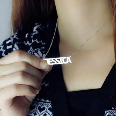 Block Letter Name Necklace Silver - "jessica" - Name My Jewellery