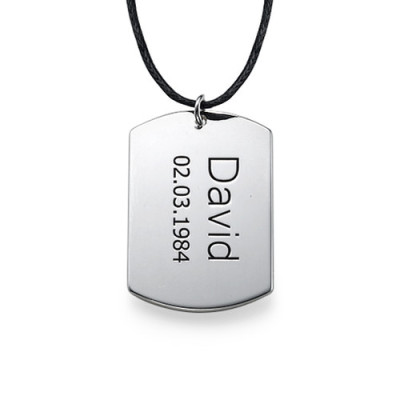 Sterling Silver Men's "Dog Tag" Necklace - Name My Jewellery