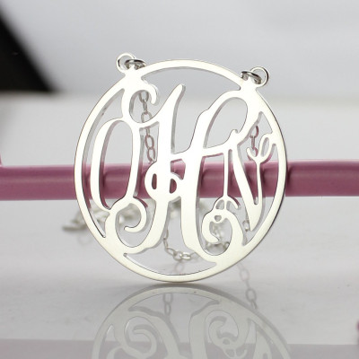 Sterling Silver Circle Monogram Necklace - Name My Jewellery