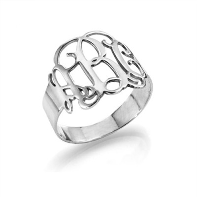 Sterling Silver Monogram Ring - Name My Jewellery