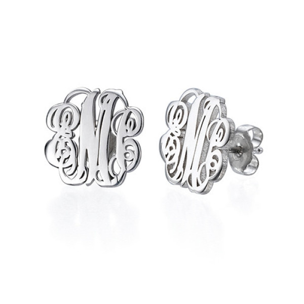 Sterling Silver Monogram Stud Earrings - Name My Jewellery