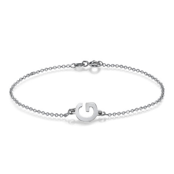 Sterling Silver Sideways Initial Bracelet/Anklet - Name My Jewellery