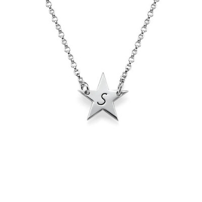 Sterling Silver Star Initial Necklace - Name My Jewellery