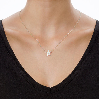 Sterling Silver Star Initial Necklace - Name My Jewellery