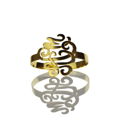 Monogram Cuff Bracelet Hand Write 18ct Gold Plated - Name My Jewellery