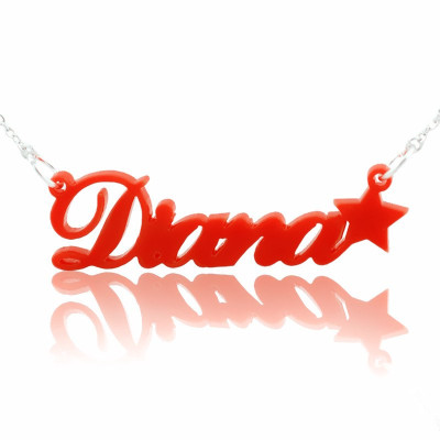 Acrylic Carrie Name Necklace with A Star - Name My Jewellery