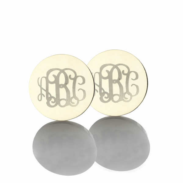 Circle Monogram 3 Initial Earrings Name Earrings Solid 18ct White Gold - Name My Jewellery