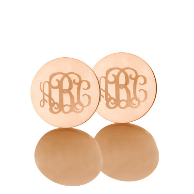 Circle Monogram 3 Initial Earrings Name Earrings Solid 18ct Rose Gold - Name My Jewellery