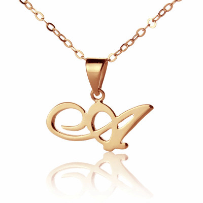 Personalised Madonna Style Initial Necklace 18ct Solid Rose Gold - Name My Jewellery