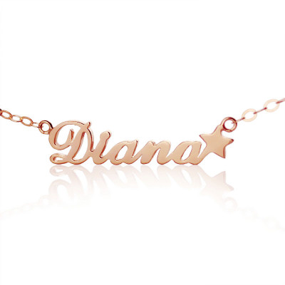 18ct Rose Gold Plated Carrie Style Name Necklace With Star - Name My Jewellery