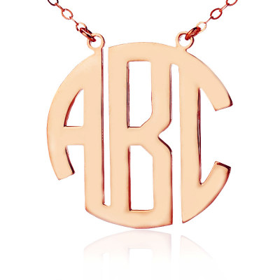 Solid Rose Gold Initial Block Monogram Pendant Necklace - Name My Jewellery