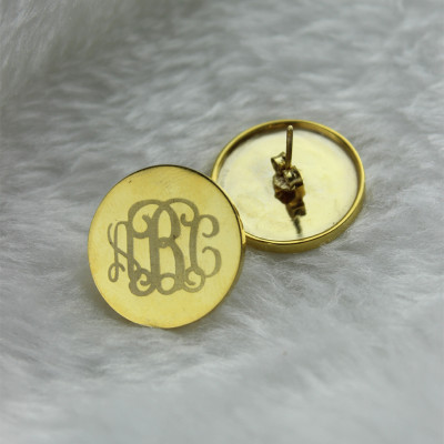 Circle Monogram 3 Initial Earrings Name Earrings 18ct Gold Plated - Name My Jewellery