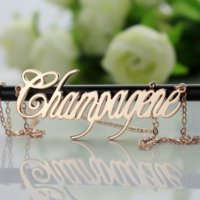 Solid Rose Gold Personalised Champagne Font Name Necklace - Name My Jewellery