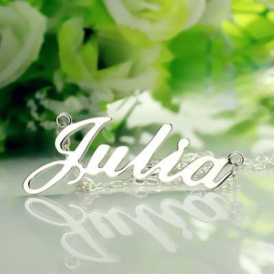 Solid 18ct White Gold Plated Julia Style Name Necklace - Name My Jewellery