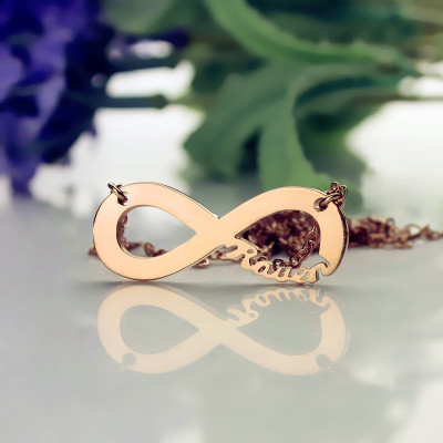 Solid Rose Gold 18ct Infinity Name Necklace - Name My Jewellery