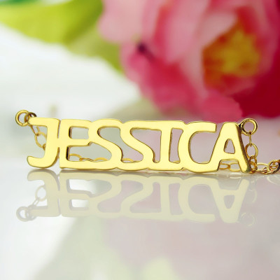 Solid Gold Plated Jessica Style Name Necklace - Name My Jewellery