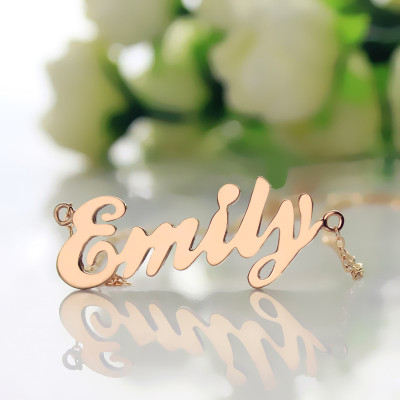 Cursive Script Name Necklace 18ct Solid Rose Gold - Name My Jewellery