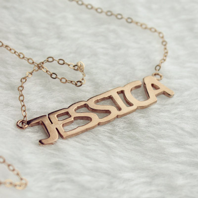Solid Rose Gold Plated Jessica Style Name Necklace - Name My Jewellery