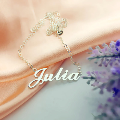 Solid 18ct White Gold Plated Julia Style Name Necklace - Name My Jewellery