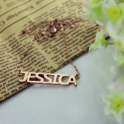 Solid Rose Gold Plated Jessica Style Name Necklace - Name My Jewellery