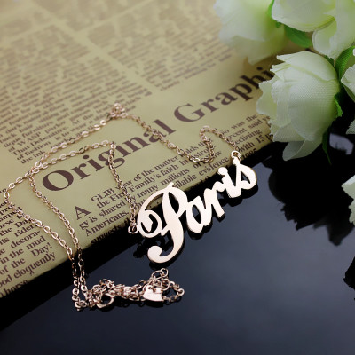 Paris Hilton Style Name Necklace 18ct Solid Rose Gold Plated - Name My Jewellery