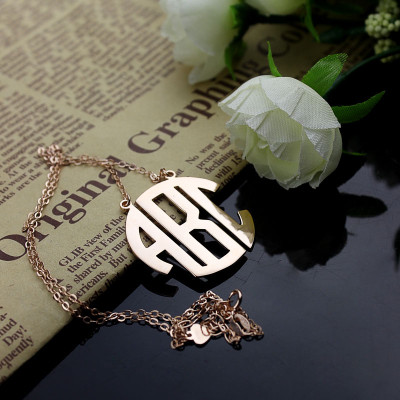 Solid Rose Gold Initial Block Monogram Pendant Necklace - Name My Jewellery