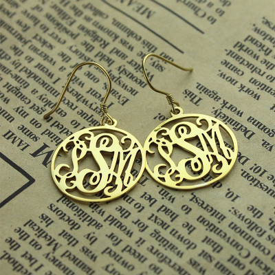 18ct Gold Plated Personalised Circle Monogram Earring - Name My Jewellery