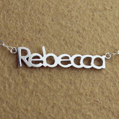 Solid White Gold Rebecca Style Name Necklace - Name My Jewellery