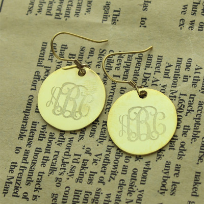 Solid 18ct Gold Circle Signet Monogram Earring - Name My Jewellery