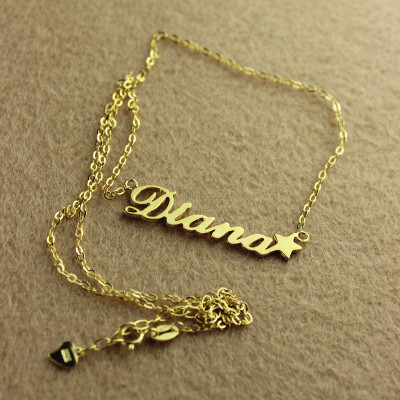18ct Gold Plated Carrie Style Name Necklace With Star - Name My Jewellery
