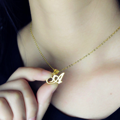 18ct Gold Plated Christina Applegate Initial Necklace - Name My Jewellery