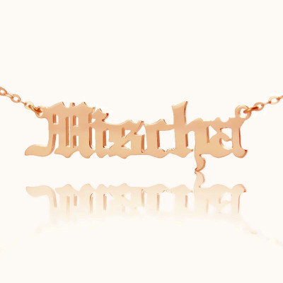 Mischa Barton Style Old English Font Name Necklace 18ct Rose Gold Plated - Name My Jewellery