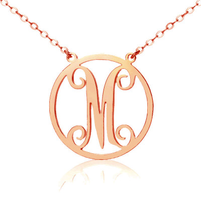 Solid Rose Gold 18ct Single Initial Circle Monogram Necklace - Name My Jewellery