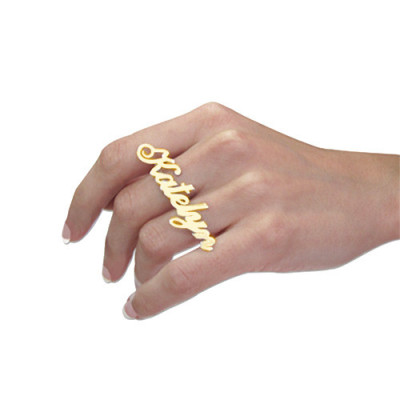 Two Finger Name Ring in Solid 18ct Gold - Name My Jewellery