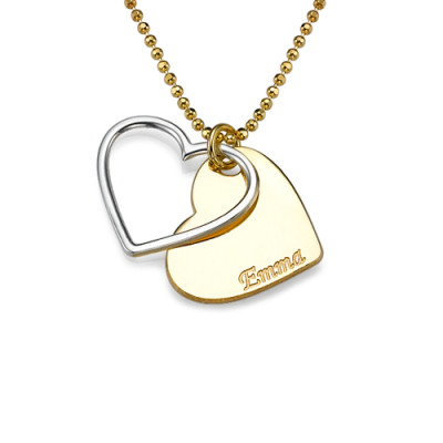 Personalised Two Tone Heart Necklace for Couples - Name My Jewellery