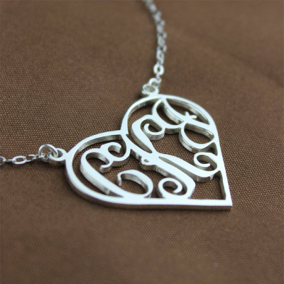 Heart Monogram Necklace Sterling Silver - Name My Jewellery