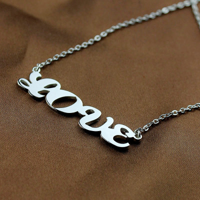 Capital Name Plate Necklace Sterling Silver - Name My Jewellery