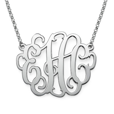 2 Inch Silver Large Monogrammed Necklace - Name My Jewellery
