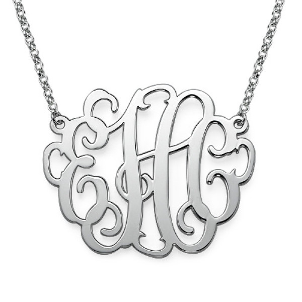 2 Inch Silver Large Monogrammed Necklace - Name My Jewellery