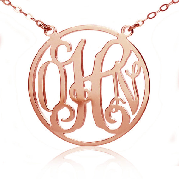 Circle 18ct Solid Rose Gold Initial Monogram Name Necklace - Name My Jewellery