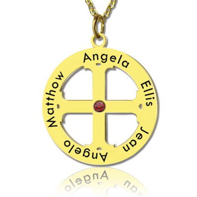 Cross Name Necklace with Circle Frame 18ct Gold Plated 925 Silver - Name My Jewellery