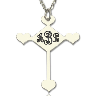 Sterling Silver Cross Monogram Necklace - Name My Jewellery