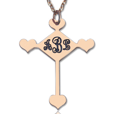 Custom 18ct Rose Gold Plated Cross Monogram Necklace - Name My Jewellery