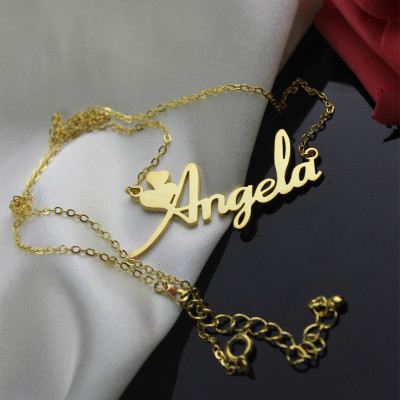 Personalised Solid Gold Fiolex Girls Fonts Heart Name Necklace - Name My Jewellery