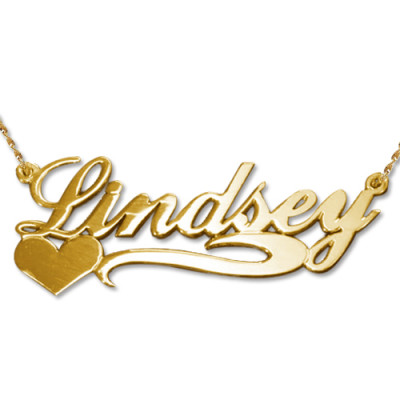 Side Heart 18ct Gold Name Necklace - Name My Jewellery